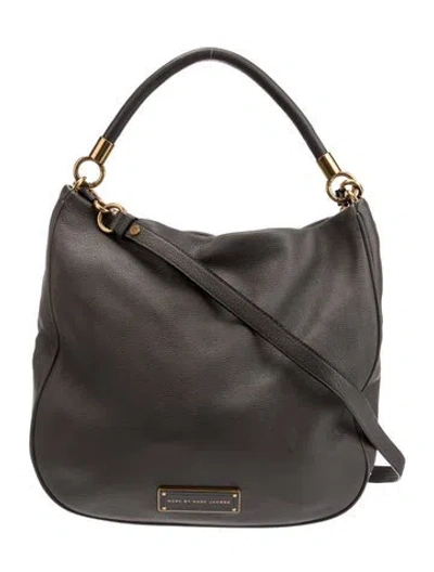 Pre-owned Marc By Marc Jacobs Leather Hobo In Gray