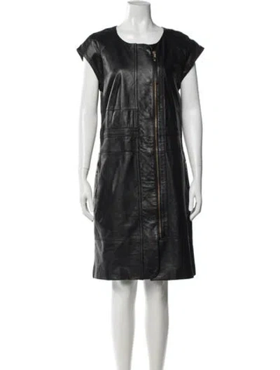 Pre-owned Marc By Marc Jacobs Leather Knee-length Dress In Black