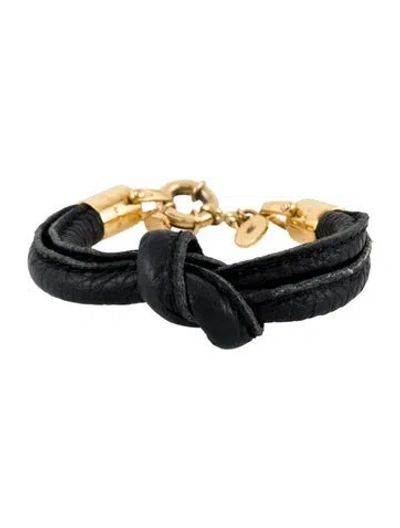 Pre-owned Marc By Marc Jacobs Leather Knot Bracelet, 6" In Black