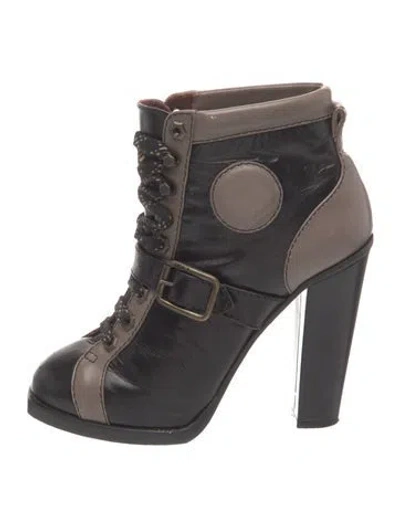 Pre-owned Marc By Marc Jacobs Leather Lace-up Boots In Black/grey