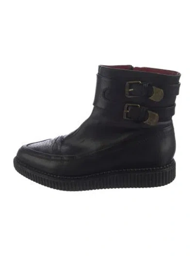 Pre-owned Marc By Marc Jacobs Leather Moto Boots In Black