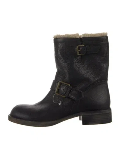 Pre-owned Marc By Marc Jacobs Leather Moto Boots In Blue