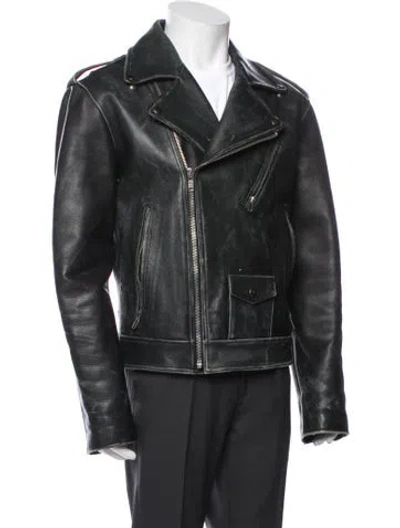 Pre-owned Marc By Marc Jacobs Leather Moto Jacket In Green