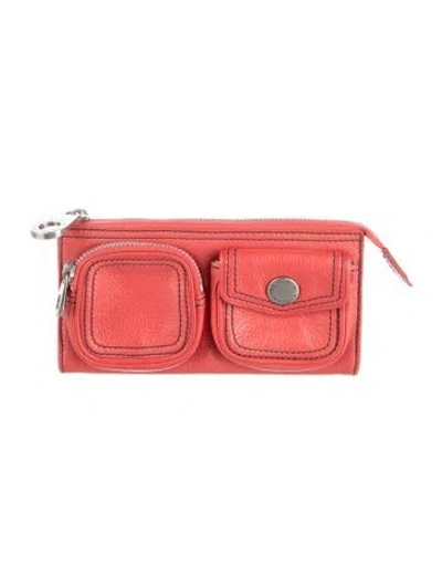 Pre-owned Marc By Marc Jacobs Leather Patterned Wallet In Red