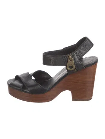 Pre-owned Marc By Marc Jacobs Leather Slingback Sandals In Black
