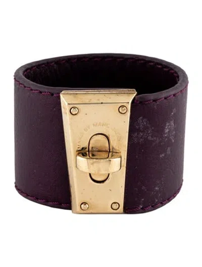 Pre-owned Marc By Marc Jacobs Leather Spin Lock Bangle Bracelet, 6.5" In Multicolor