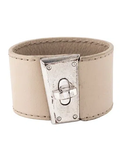Pre-owned Marc By Marc Jacobs Leather Spin Lock Bangle Wrap Bracelet In Neutrals