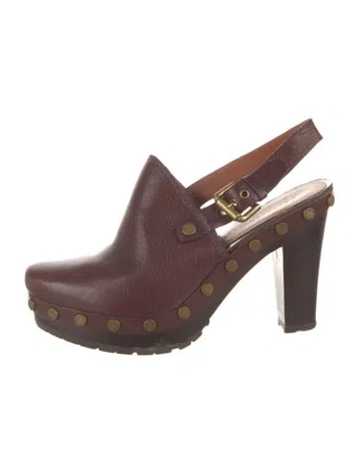 Pre-owned Marc By Marc Jacobs Leather Studded Accents Slingback Pumps In Burgundy