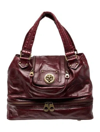 Pre-owned Marc By Marc Jacobs Leather Top Handle Bag In Burgundy