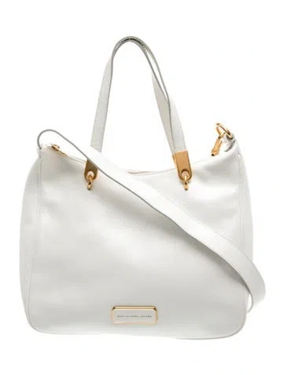 Pre-owned Marc By Marc Jacobs Leather Top Handle Bag In White