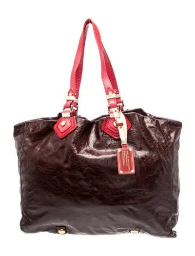 Pre-owned Marc By Marc Jacobs Leather Tote In Burgundy