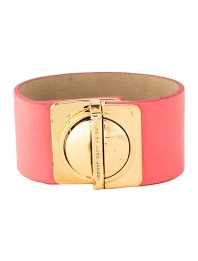 Pre-owned Marc By Marc Jacobs Leather Wrap Bracelet, 7.5" In Pink