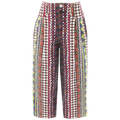 Pre-owned Marc By Marc Jacobs Marc Jacobs S/s 2010 Runway Burgeoning Tribal Printed Denim Crop Pant In Brown