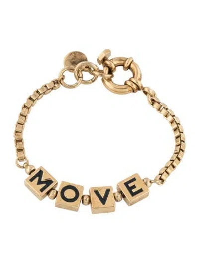 Pre-owned Marc By Marc Jacobs Marc/love Block Charm Bracelet, 6.5" In Multicolor