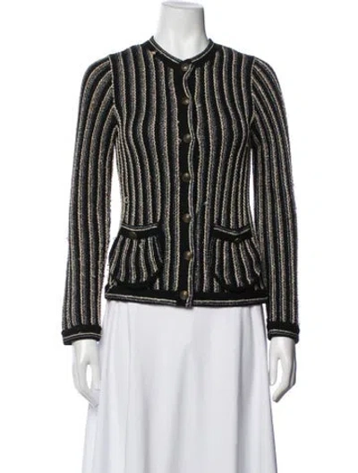 Pre-owned Marc By Marc Jacobs Merino Wool Striped Jacket In Black