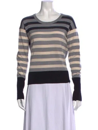 Pre-owned Marc By Marc Jacobs Merino Wool Striped Sweater In Gray