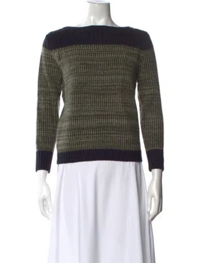 Pre-owned Marc By Marc Jacobs Merino Wool Striped Sweater In Green