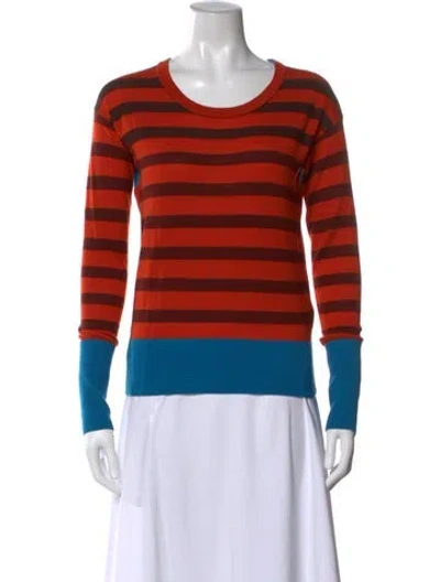 Pre-owned Marc By Marc Jacobs Merino Wool Striped Sweater In Orange