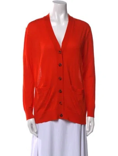 Pre-owned Marc By Marc Jacobs Merino Wool V-neck Sweater In Orange