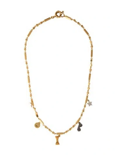 Pre-owned Marc By Marc Jacobs Mixed Charm Station Necklace, 18.75" In Multicolor