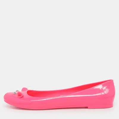 Pre-owned Marc By Marc Jacobs Mouse Size 40 Neon Pink Rubber Ballet Flats