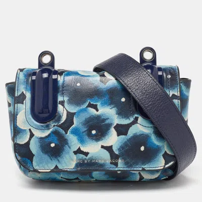 Pre-owned Marc By Marc Jacobs Multicolor Printed Blue Leather And Patent Leather Flap Crossbody Bag