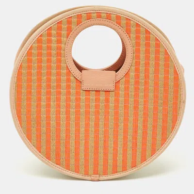 Pre-owned Marc By Marc Jacobs Orange/beige Stripe Straw And Fabric Isle De Sea Bag