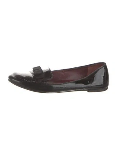 Pre-owned Marc By Marc Jacobs Patent Leather Bow Accents Ballet Flats In Black