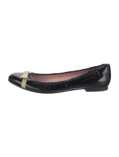Pre-owned Marc By Marc Jacobs Patent Leather Bow Accents Ballet Flats In Black