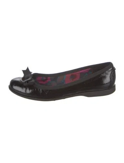 Pre-owned Marc By Marc Jacobs Patent Leather Bow Accents Flats In Black