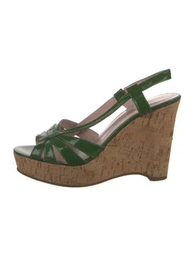 Pre-owned Marc By Marc Jacobs Patent Leather Slingback Sandals In Green