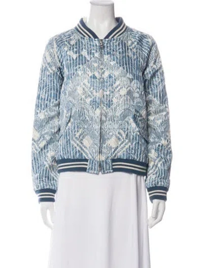 Pre-owned Marc By Marc Jacobs Patterned Bomber Jacket In Blue