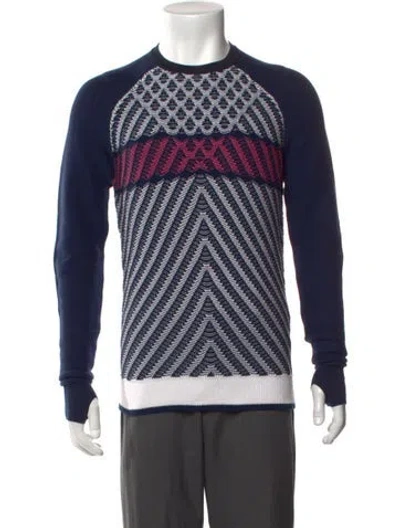 Pre-owned Marc By Marc Jacobs Patterned Crew Neck Pullover In Blue
