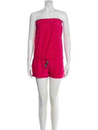 Pre-owned Marc By Marc Jacobs Patterned Strapless Romper In Pink