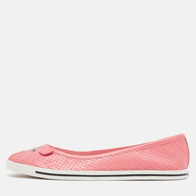 Pre-owned Marc By Marc Jacobs Pink Perforated Leather Mouse Flats Size 39