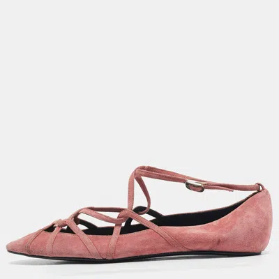 Pre-owned Marc By Marc Jacobs Pink Suede Strappy Ballet Flats Size 37