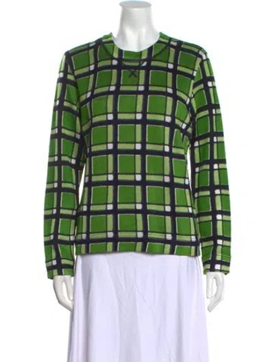 Pre-owned Marc By Marc Jacobs Plaid Print Crew Neck Sweater In Green