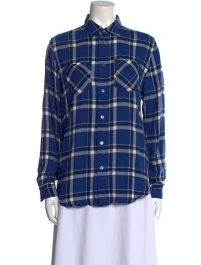 Pre-owned Marc By Marc Jacobs Plaid Print Long Sleeve Western Shirt In Blue