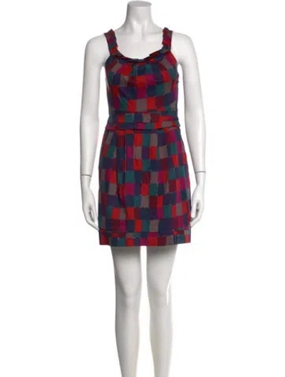 Pre-owned Marc By Marc Jacobs Plaid Print Mini Dress In Purple