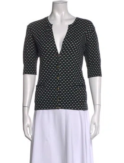 Pre-owned Marc By Marc Jacobs Polka Dot Print V-neck Sweater In Black
