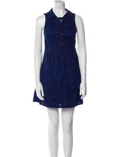 Pre-owned Marc By Marc Jacobs Printed Mini Dress In Blue