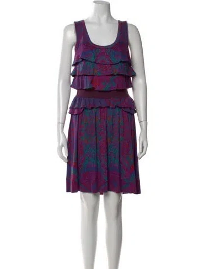 Pre-owned Marc By Marc Jacobs Printed Mini Dress In Purple