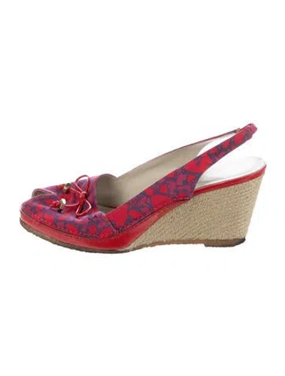 Pre-owned Marc By Marc Jacobs Printed Slingback Pumps In Pink/red