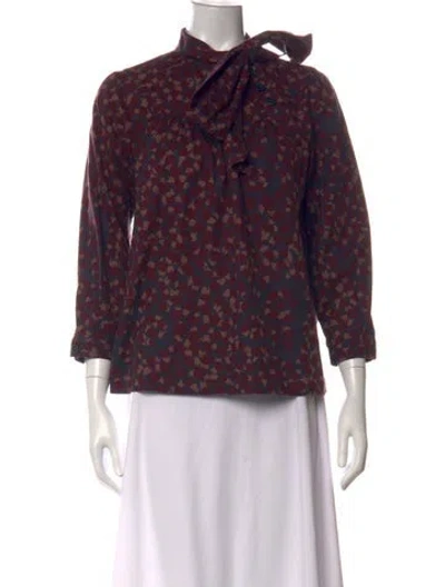 Pre-owned Marc By Marc Jacobs Printed Tie Neck Blouse In Multi