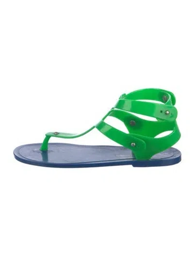 Pre-owned Marc By Marc Jacobs Pvc T-strap Sandals In Green