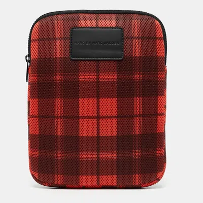 Pre-owned Marc By Marc Jacobs Red/black Plaid Mesh Fabric Ipad Case