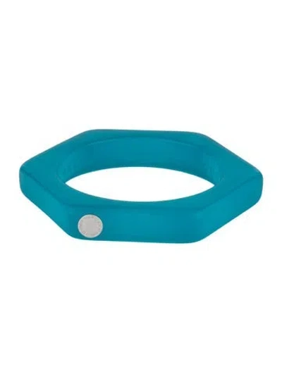 Pre-owned Marc By Marc Jacobs Resin Hexagon Bangle Bracelet, 8" In Blue