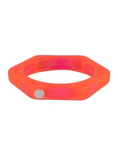 Pre-owned Marc By Marc Jacobs Resin Hexagon Bangle Bracelet, 8" In Pink