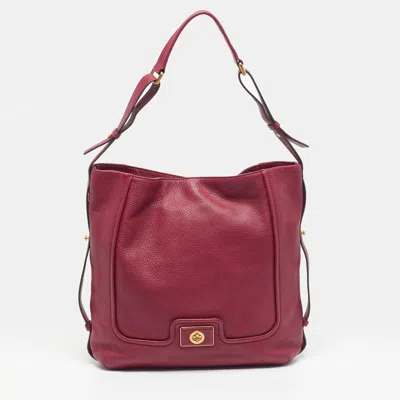 Pre-owned Marc By Marc Jacobs Revolution Maroon Leather Hobo In Red