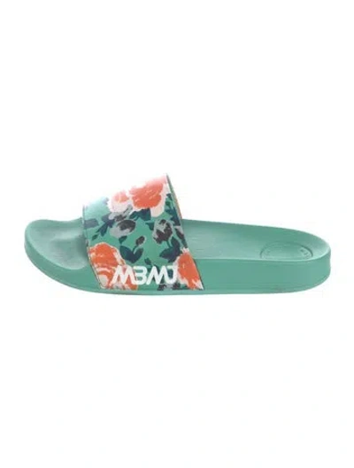 Pre-owned Marc By Marc Jacobs Rubber Floral Print Slides In Green
